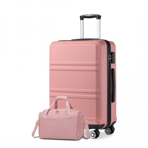 K1871-1L+EA2321 - Kono ABS 28 Inch Sculpted Horizontal Design 2 Piece Suitcase Set With Cabin Bag - Nude