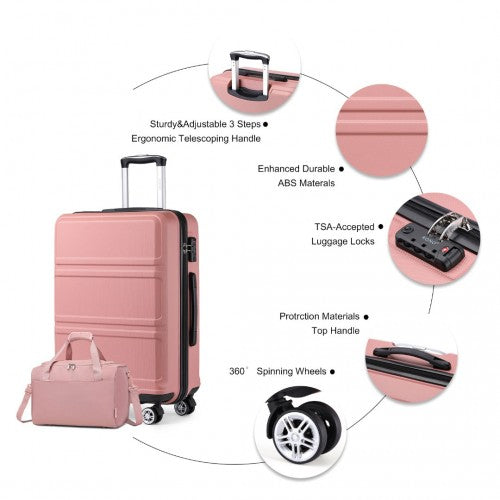 K1871-1L+EA2321 - Kono ABS 28 Inch Sculpted Horizontal Design 2 Piece Suitcase Set With Cabin Bag - Nude