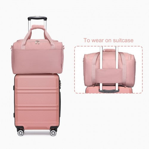 K1871-1L+EA2321 - Kono ABS 28 Inch Sculpted Horizontal Design 2 Piece Suitcase Set With Cabin Bag - Nude