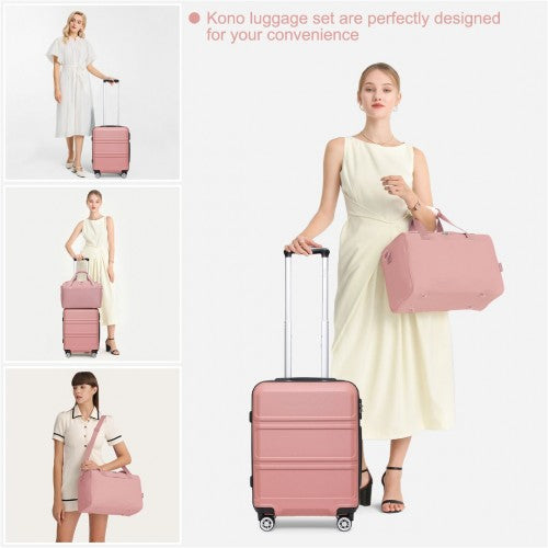 K1871-1L+EA2321 - Kono ABS 28 Inch Sculpted Horizontal Design 2 Piece Suitcase Set With Cabin Bag - Nude