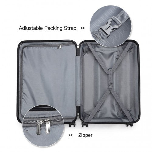 K1871-1L+EA2321 - Kono ABS 28 Inch Sculpted Horizontal Design 2 Piece Suitcase Set With Cabin Bag - Nude