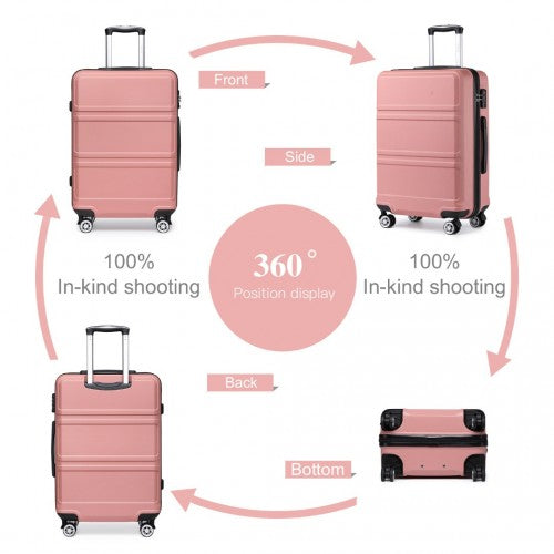 K1871-1L+EA2321 - Kono ABS 28 Inch Sculpted Horizontal Design 2 Piece Suitcase Set With Cabin Bag - Nude
