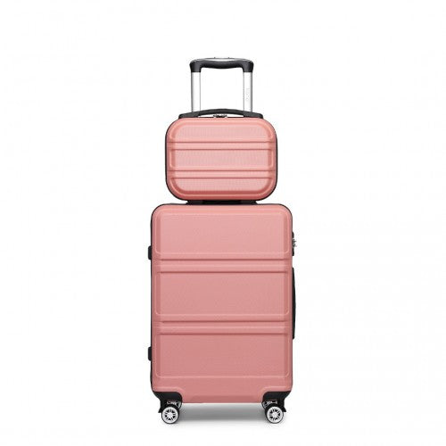 K1871-1L - Kono ABS 4 Wheel Suitcase Set with Vanity Case - Nude | Neil's Luggage Store