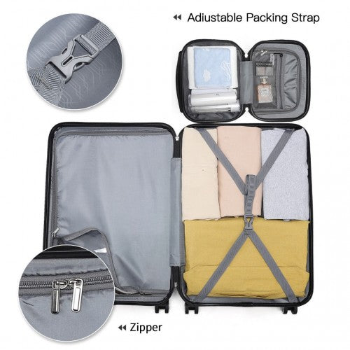 K1871-1L - Kono ABS 4 Wheel Suitcase Set with Vanity Case - Nude | Neil's Luggage Store