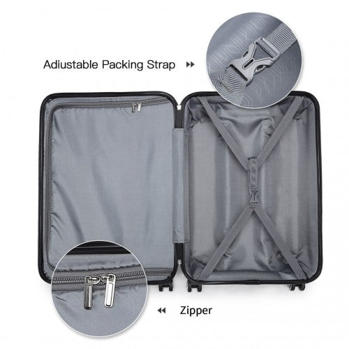 K1871-1L - Kono ABS 4 Wheel Suitcase Set with Vanity Case - Nude | Neil's Luggage Store