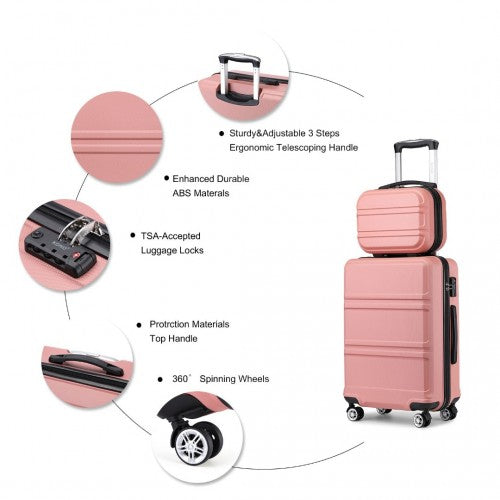 K1871-1L - Kono ABS 4 Wheel Suitcase Set with Vanity Case - Nude | Neil's Luggage Store