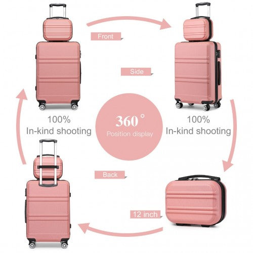K1871-1L - Kono ABS 4 Wheel Suitcase Set with Vanity Case - Nude | Neil's Luggage Store