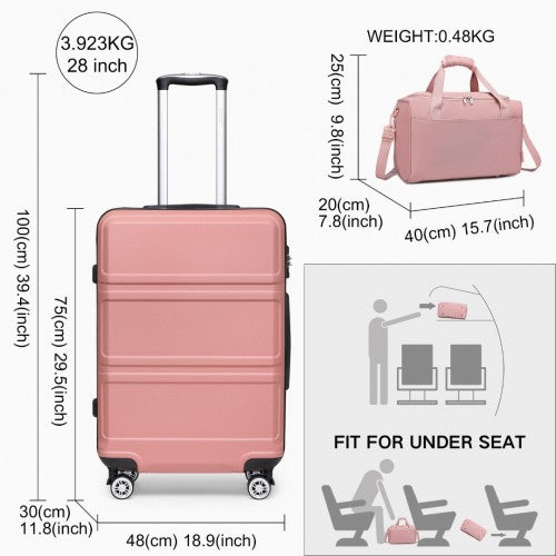 K1871-1L+EA2321 - Kono ABS 28 Inch Sculpted Horizontal Design 2 Piece Suitcase Set With Cabin Bag - Nude