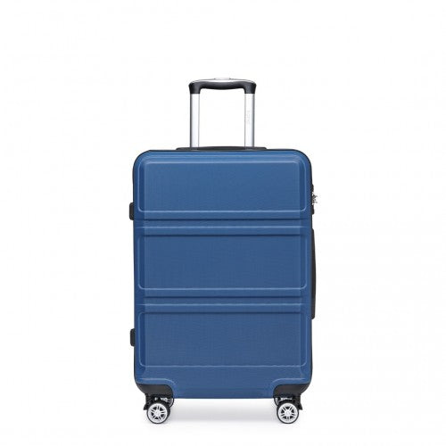 K1871-1L - Kono ABS 24 Inch Sculpted Horizontal Design Suitcase - Navy Blue | Neil's Luggage Store