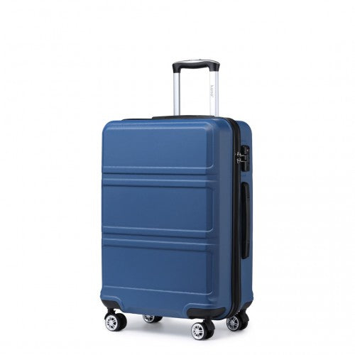 K1871-1L - Kono ABS 20 Inch Sculpted Horizontal Design Cabin Luggage - Navy Blue | Neil's Luggage Store