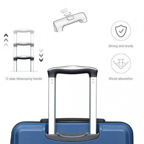 K1871-1L - Kono ABS 24 Inch Sculpted Horizontal Design Suitcase - Navy Blue | Neil's Luggage Store