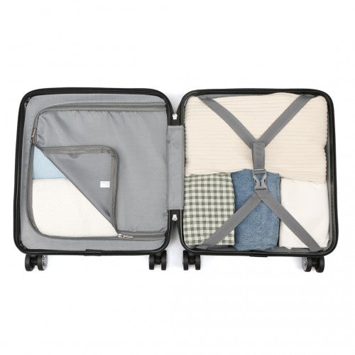K1871-1L - Kono ABS 16 Inch Sculpted Horizontal Design Cabin Luggage - Navy | Neil's Luggage Store