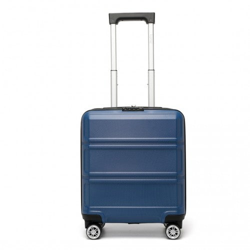K1871-1L - Kono ABS 16 Inch Sculpted Horizontal Design Cabin Luggage - Navy | Neil's Luggage Store