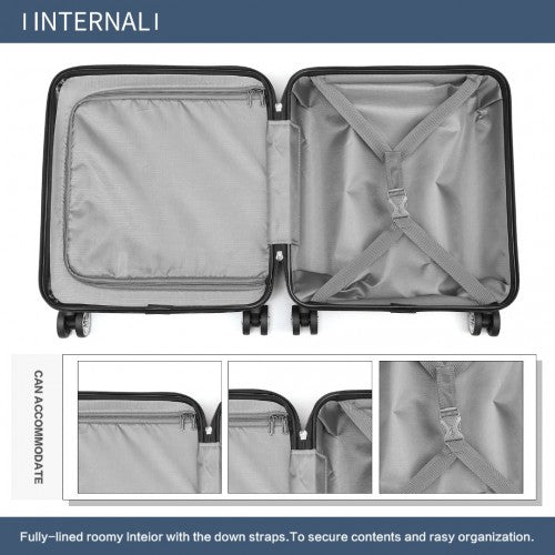 K1871-1L - Kono ABS 16 Inch Sculpted Horizontal Design Cabin Luggage - Navy | Neil's Luggage Store