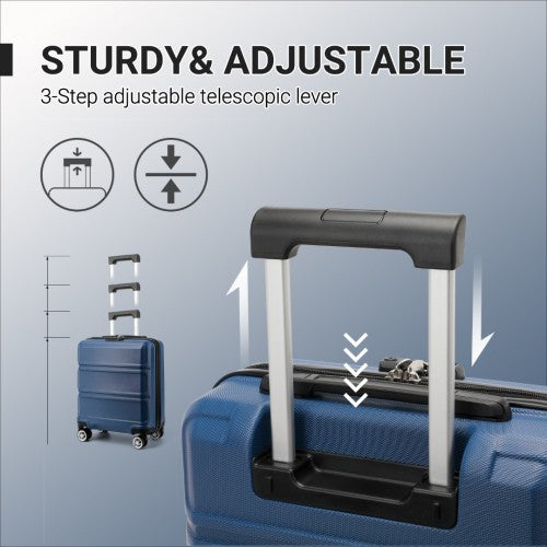 K1871-1L - Kono ABS 16 Inch Sculpted Horizontal Design Cabin Luggage - Navy | Neil's Luggage Store