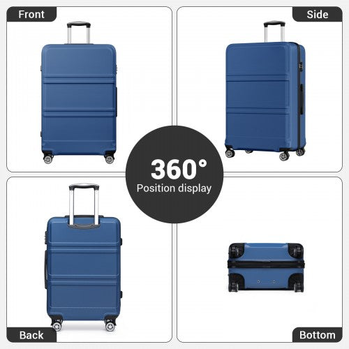 K1871-1L - Kono ABS+PC 32 Inch Extra-Large Suitcase, Sculpted Horizontal Design, Hard-Shell Wheeled Luggage with Telescopic Handle - Navy | Neil's Luggage Store