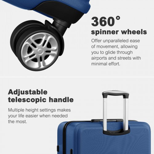 K1871-1L - Kono ABS+PC 32 Inch Extra-Large Suitcase, Sculpted Horizontal Design, Hard-Shell Wheeled Luggage with Telescopic Handle - Navy | Neil's Luggage Store