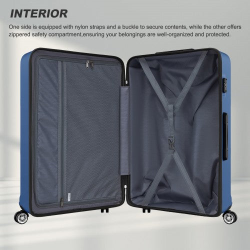 K1871-1L - Kono ABS+PC 32 Inch Extra-Large Suitcase, Sculpted Horizontal Design, Hard-Shell Wheeled Luggage with Telescopic Handle - Navy | Neil's Luggage Store