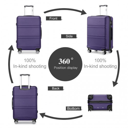 K1871-1L - Kono ABS 20 Inch Sculpted Horizontal Design Cabin Luggage - Purple | Neil's Luggage Store