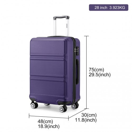 K1871-1L - Kono ABS 28 Inch Sculpted Horizontal Design Suitcase - Purple | Neil's Luggage Store
