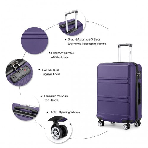 K1871-1L - Kono ABS 28 Inch Sculpted Horizontal Design Suitcase - Purple | Neil's Luggage Store