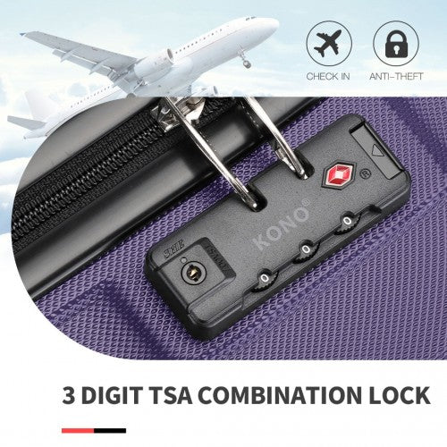 K1871-1L - Kono ABS 28 Inch Sculpted Horizontal Design Suitcase - Purple | Neil's Luggage Store