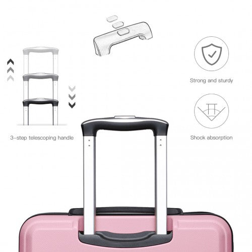 K1871-1L - Kono ABS 20 Inch Sculpted Horizontal Design Cabin Luggage - Pink | Neil's Luggage Store