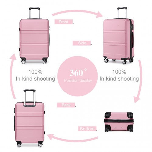 K1871-1L - Kono ABS 24 Inch Sculpted Horizontal Design Suitcase - Pink | Neil's Luggage Store