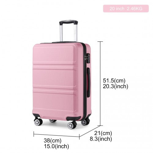 K1871-1L - Kono ABS 20 Inch Sculpted Horizontal Design Cabin Luggage - Pink | Neil's Luggage Store