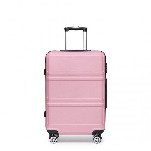 K1871-1L - Kono ABS 20 Inch Sculpted Horizontal Design Cabin Luggage - Pink | Neil's Luggage Store