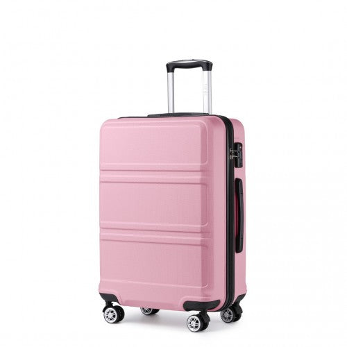 K1871-1L - Kono ABS 24 Inch Sculpted Horizontal Design Suitcase - Pink | Neil's Luggage Store