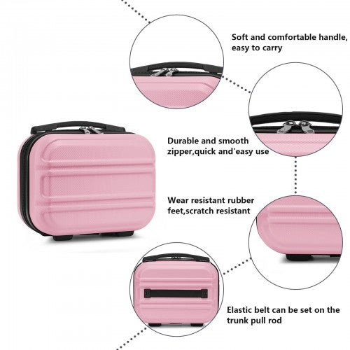 K1871-1L - Kono 12 Inch Lightweight Hard Shell ABS Vanity Case - Pink | Neil's Luggage Store