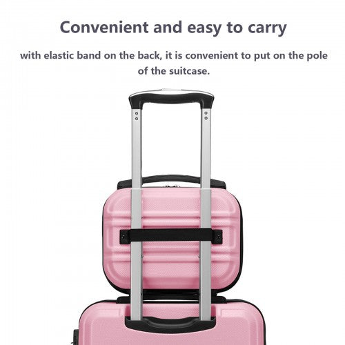 K1871-1L - Kono 12 Inch Lightweight Hard Shell ABS Vanity Case - Pink | Neil's Luggage Store