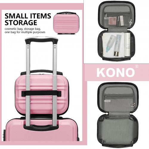 K1871-1L - Kono 12 Inch Lightweight Hard Shell ABS Vanity Case - Pink | Neil's Luggage Store
