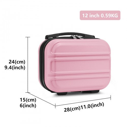 K1871-1L - Kono 12 Inch Lightweight Hard Shell ABS Vanity Case - Pink | Neil's Luggage Store