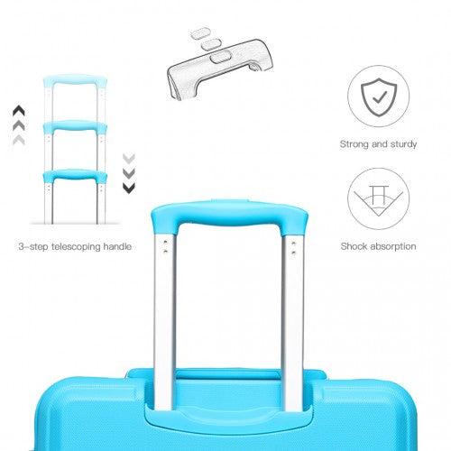 K1871-1L - Kono ABS 4 Wheel Suitcase Set with Vanity Case - Blue