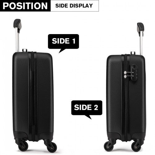 K1872L - Kono 19 Inch ABS Hard Shell Carry On Luggage 4 Wheel Spinner Suitcase - Black | Neil's Luggage Store