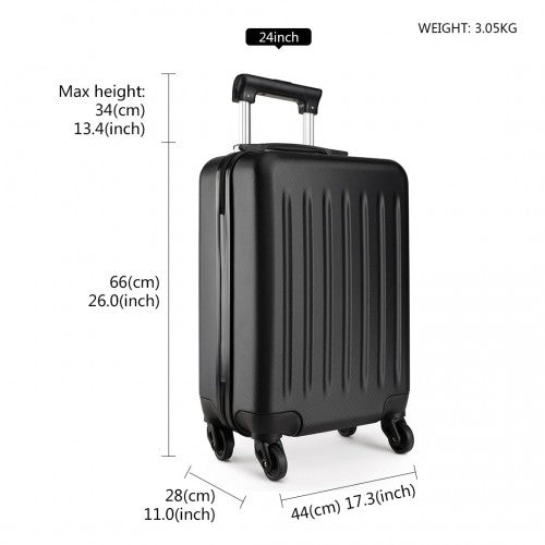 K1872L - Kono 24 Inch ABS Hard Shell Luggage 4 Wheel Spinner Suitcase - Black | Neil's Luggage Store