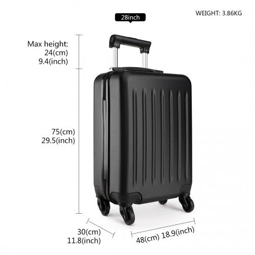K1872L - Kono 28 Inch ABS Hard Shell Luggage 4 Wheel Spinner Suitcase - Black | Neil's Luggage Store