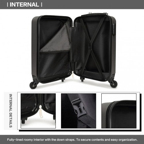 K1872L - Kono 19 Inch ABS Hard Shell Carry On Luggage 4 Wheel Spinner Suitcase - Grey | Neil's Luggage Store
