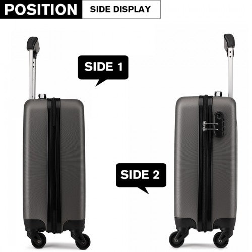 K1872L - Kono 19 Inch ABS Hard Shell Carry On Luggage 4 Wheel Spinner Suitcase - Grey | Neil's Luggage Store