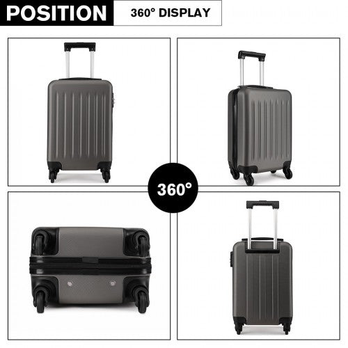 K1872L - Kono 19 Inch ABS Hard Shell Carry On Luggage 4 Wheel Spinner Suitcase - Grey | Neil's Luggage Store