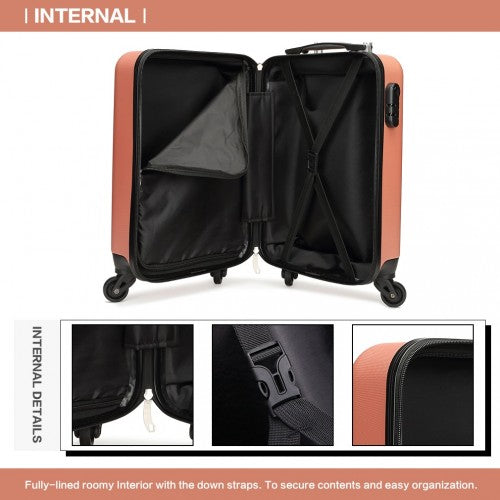 K1872L - Kono 19 Inch ABS Hard Shell Carry On Luggage 4 Wheel Spinner Suitcase - Nude | Neil's Luggage Store