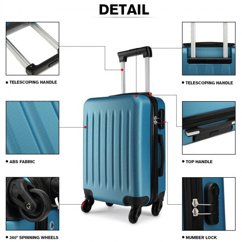 K1872L - Kono 24 Inch ABS Hard Shell Luggage 4 Wheel Spinner Suitcase - Navy | Neil's Luggage Store