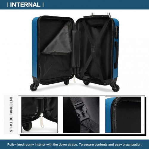 K1872L - Kono 24 Inch ABS Hard Shell Luggage 4 Wheel Spinner Suitcase - Navy | Neil's Luggage Store