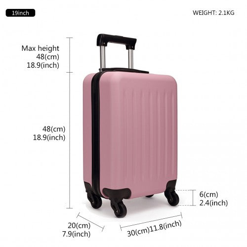 K1872L - Kono 19 Inch ABS Hard Shell Carry On Luggage 4 Wheel Spinner Suitcase - Pink | Neil's Luggage Store