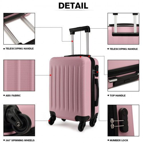 K1872L - Kono 28 Inch ABS Hard Shell Luggage 4 Wheel Spinner Suitcase - Pink | Neil's Luggage Store