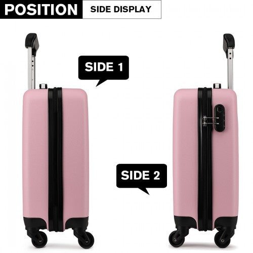 K1872L - Kono 19 Inch ABS Hard Shell Carry On Luggage 4 Wheel Spinner Suitcase - Pink | Neil's Luggage Store
