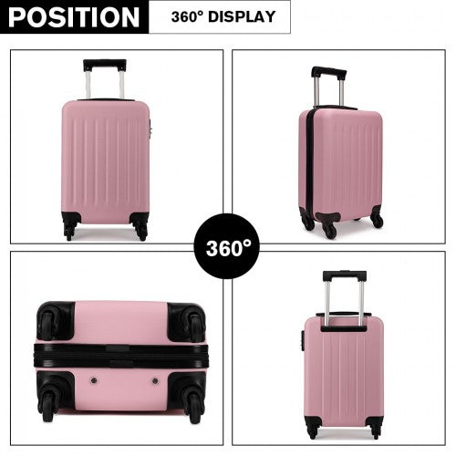 K1872L - Kono 19 Inch ABS Hard Shell Carry On Luggage 4 Wheel Spinner Suitcase - Pink | Neil's Luggage Store