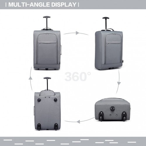 K1873-2 - Kono CABIN SIZE SOFT SHELL HAND LUGGAGE - GREY